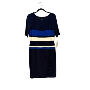 Lauren Ralph Lauren Dress Pullover Size 14 Black Blue White New Square Neckline